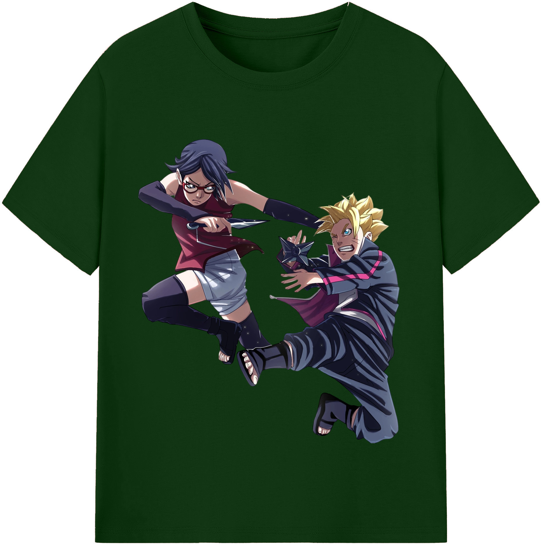 （画像用） NARUTO -ナルト- うちは サラダ Uchiha Sarada 綿100％半袖Tシャツ（フロントプリント）
